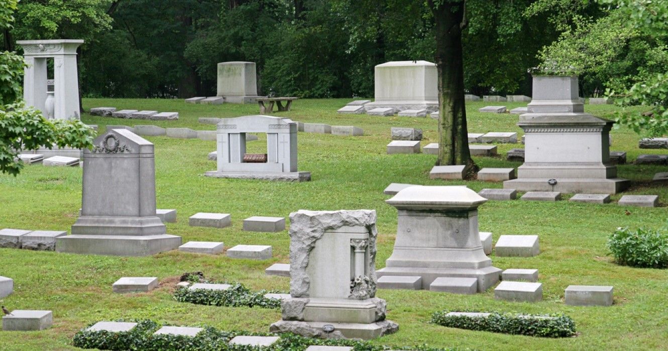 Gravestones at historic Cave Hill Cemetery in Louisville, Kentucky