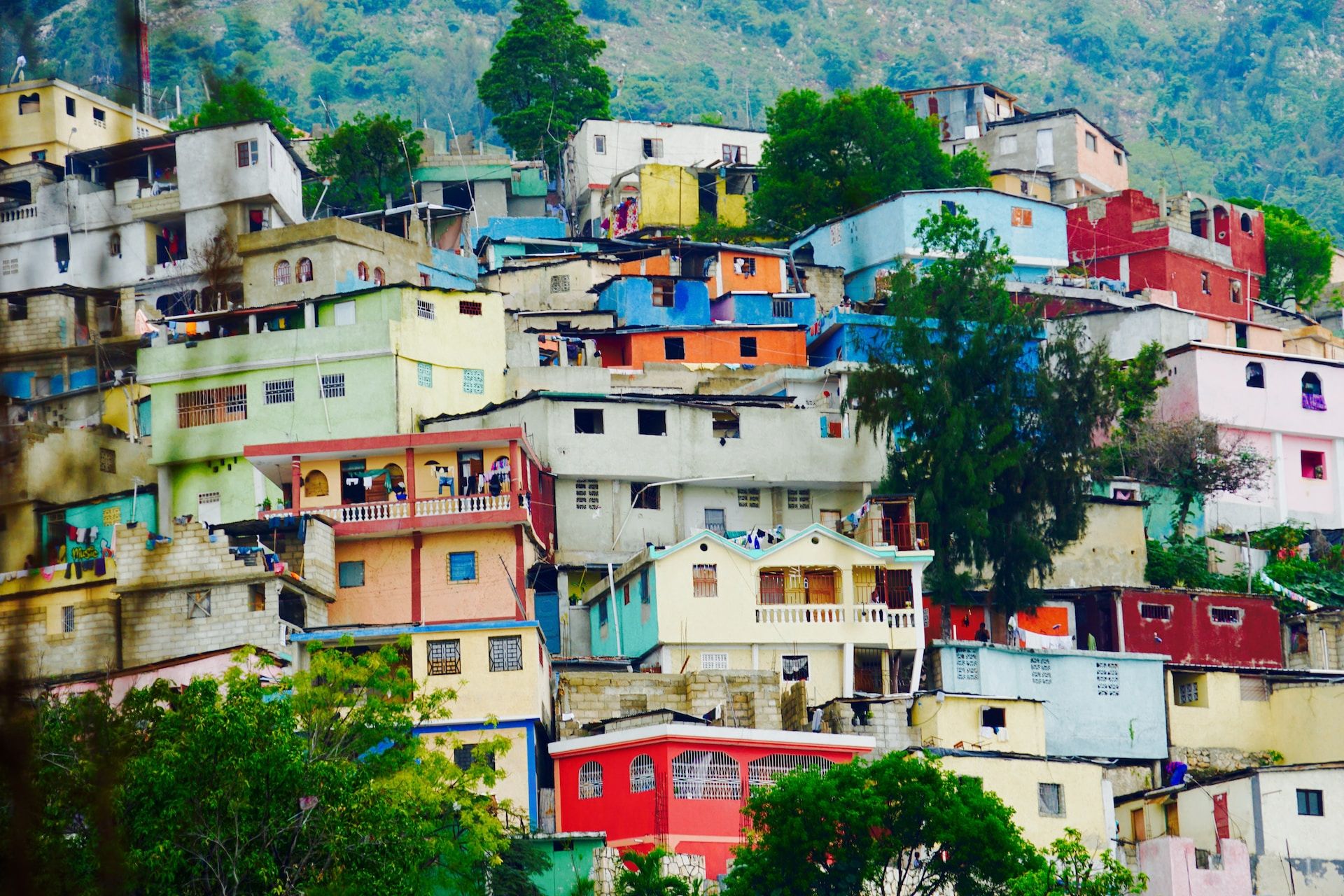 Colorful mountainside houses in Port-Au-Prince, Haiti