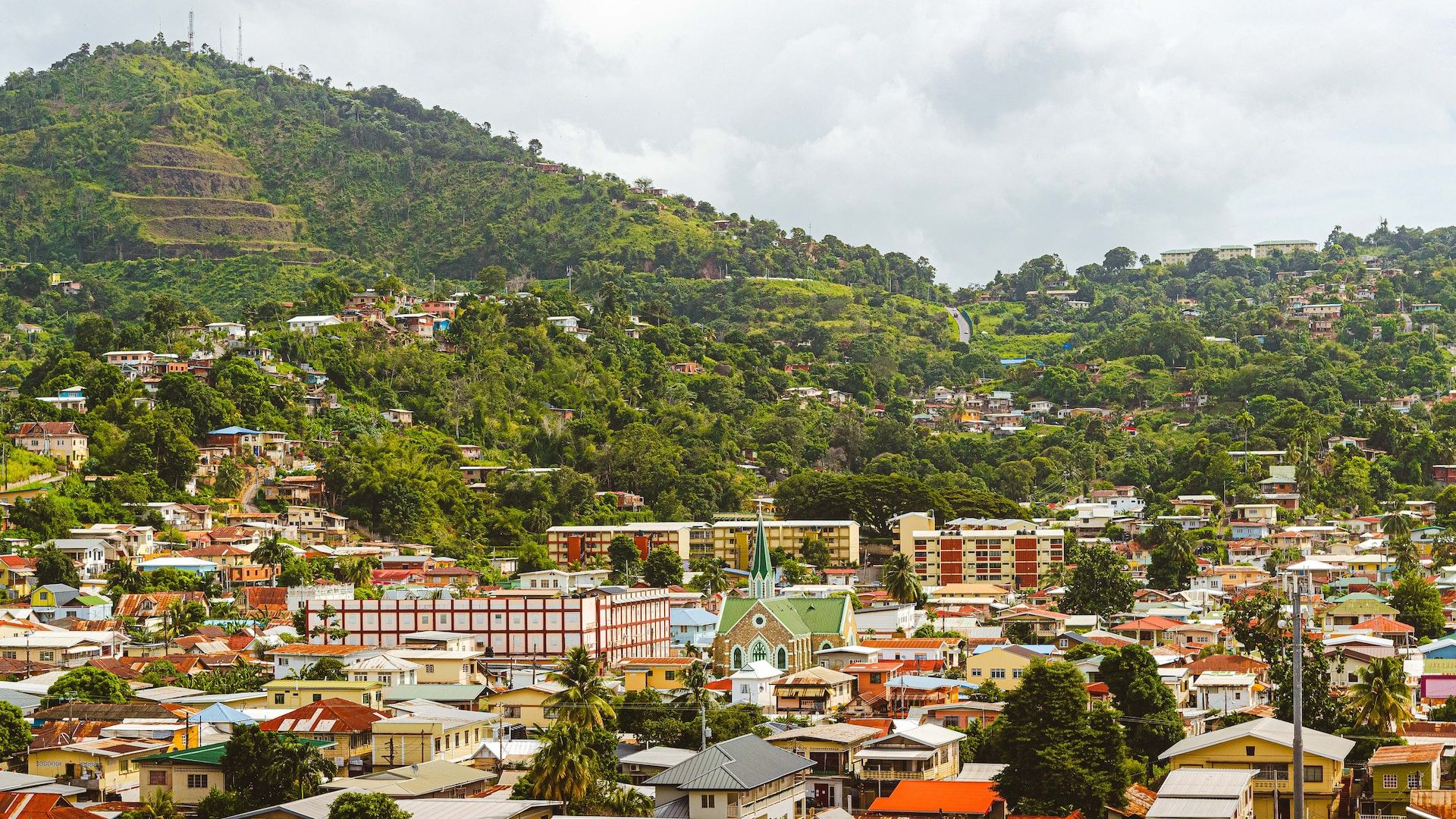 Aerial view of Port of Spain, Trinidad & Tobago 