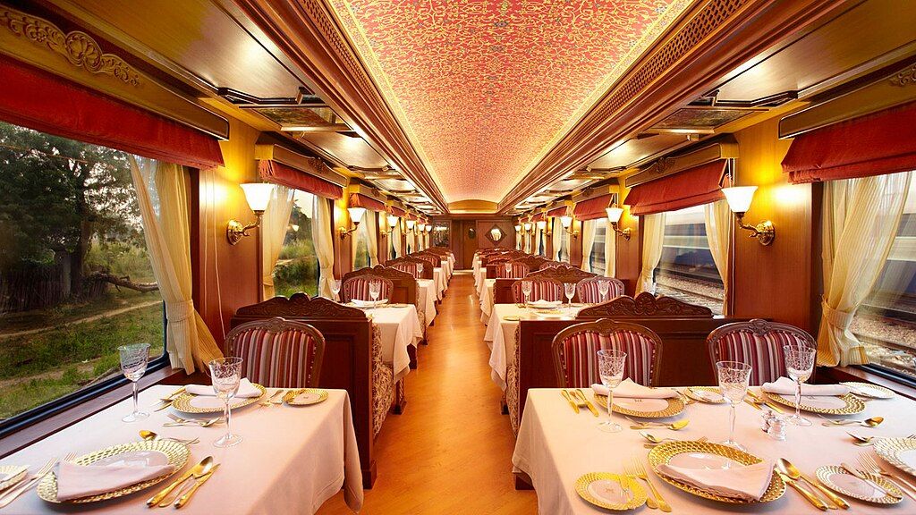 Luxurious dining area of Maharaja Express
