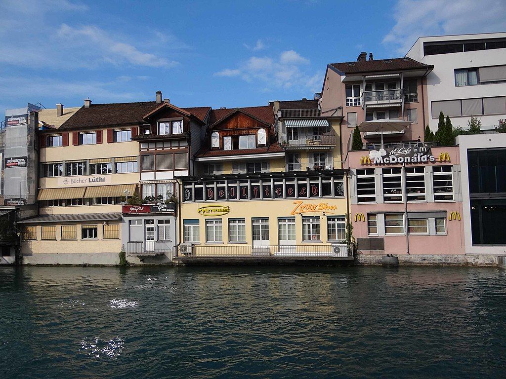 McDonald's by a river in Switzerland