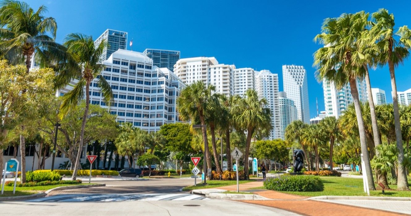 Miami skyline on a beautiful winter day, Florida