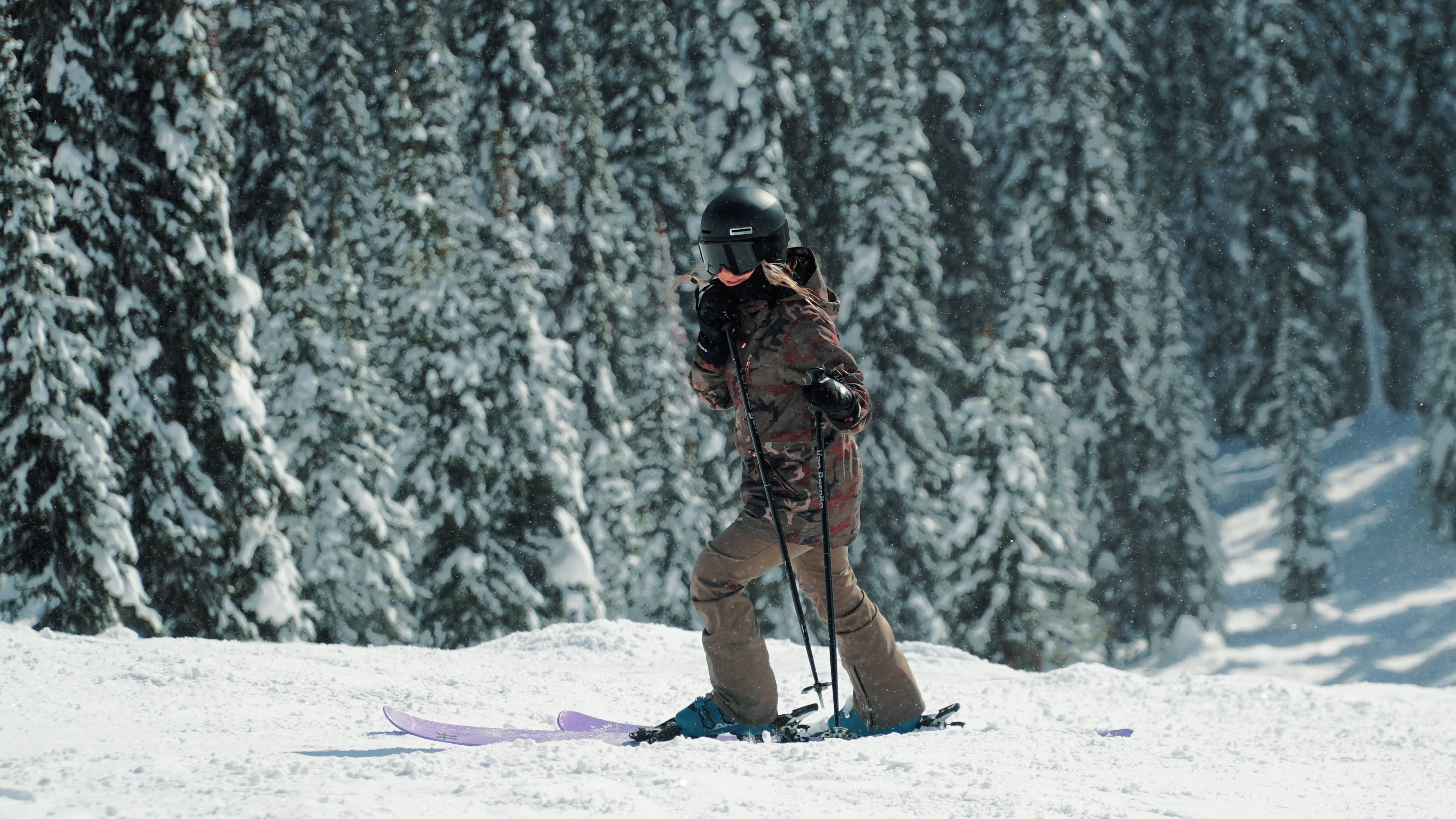 Lady skiing in Revelstoke, BC, Canada