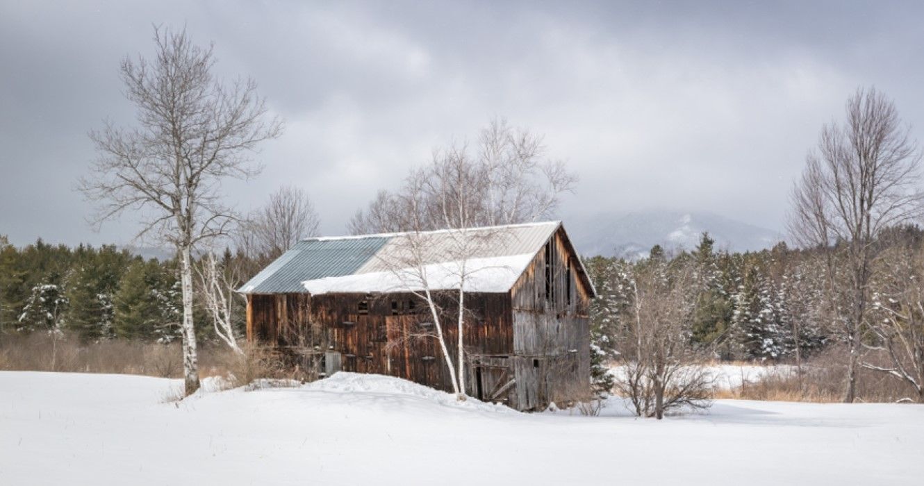 Old Snow Covered Barn in Wilmington, New York