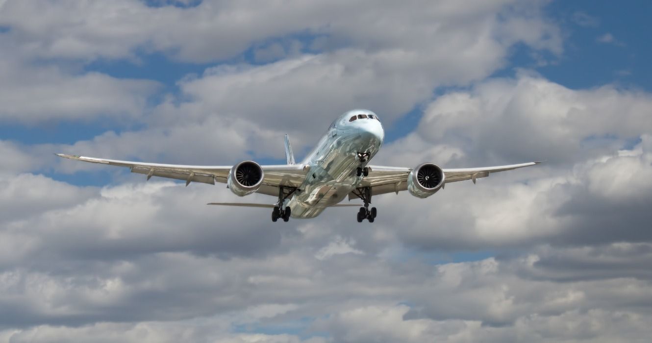 An airplane Air Canada 787 aircraft plane flying at Toronto Pearson International Airport, Mississauga, Canada