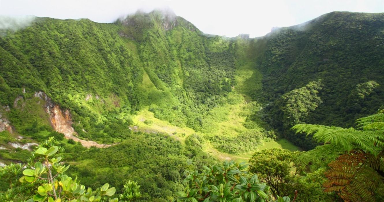 Crater of Mount Liamuiga on Saint Kitts, St Kitts Island, Caribbean