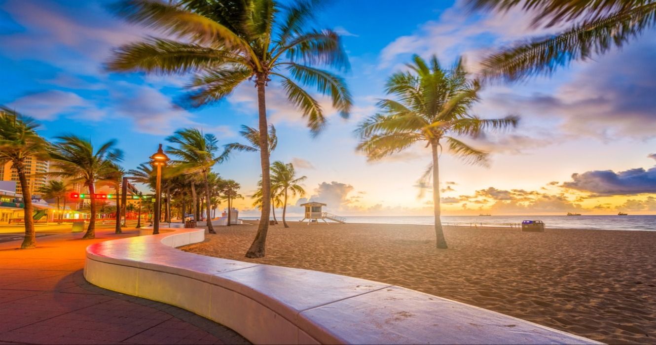 Sunset at dawn at Fort Lauderdale Beach, FL, Florida, USA
