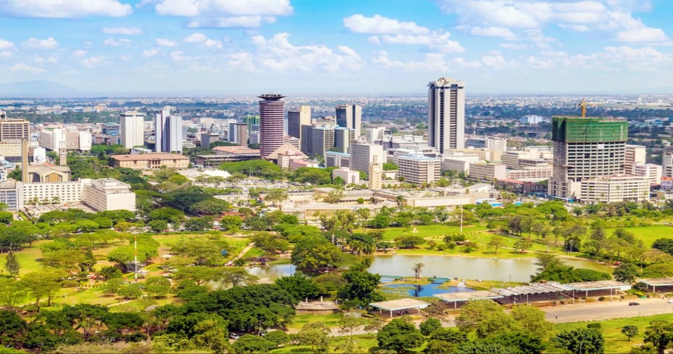 The cityscape of Nairobi, the capital city of Kenya, East Africa