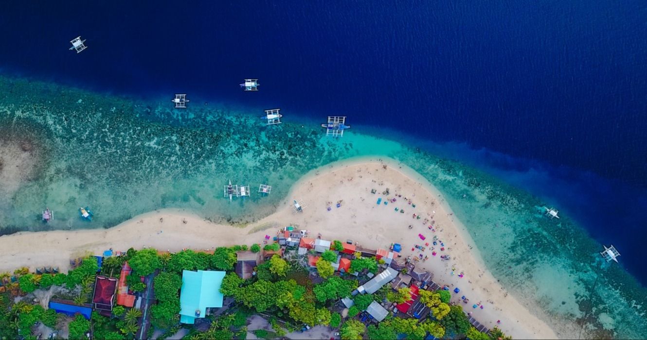Sumilon island beach landing near Oslob, Cebu, The Philippines