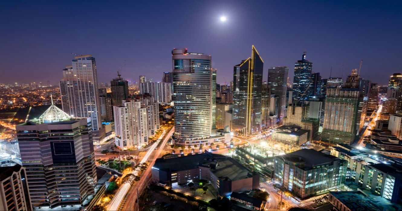 Makati skyline at night, Metro Manila, the Philippines