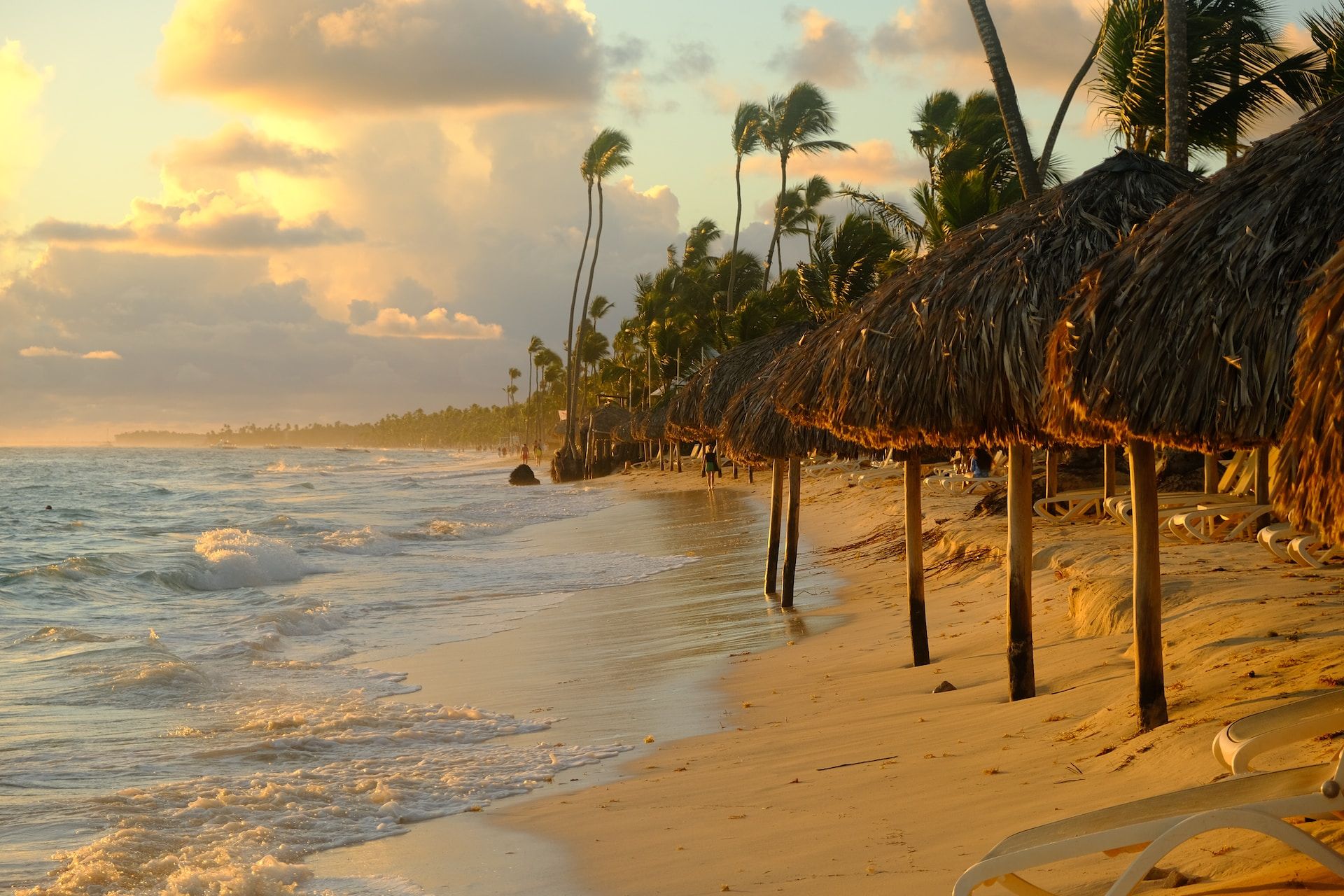 A beach with palm trees in Punta Cana