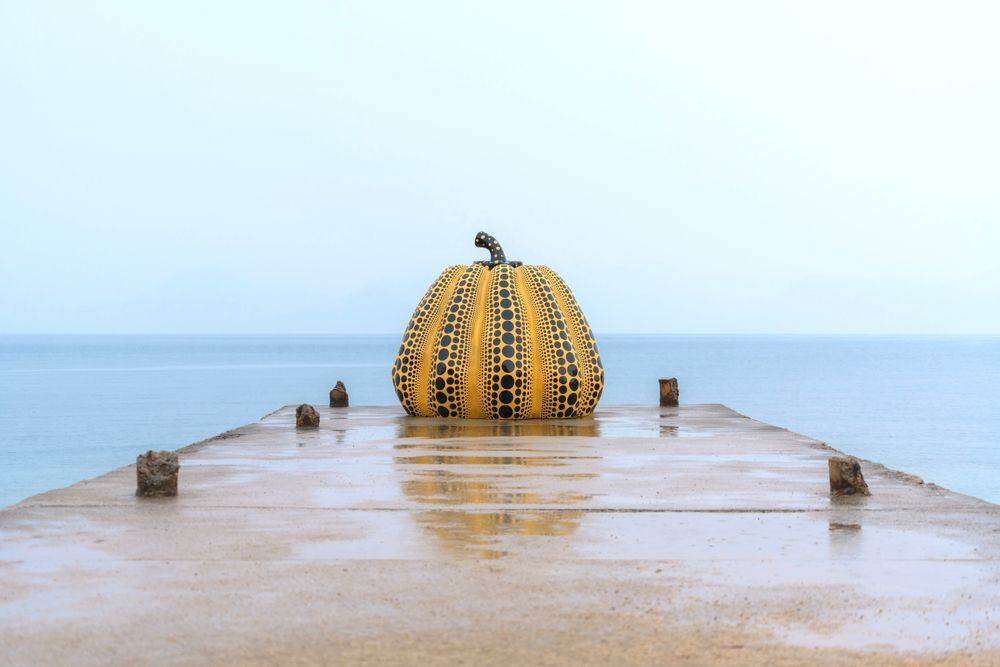 Kusama Yayoi's yellow pumpkin at Naoshima Island