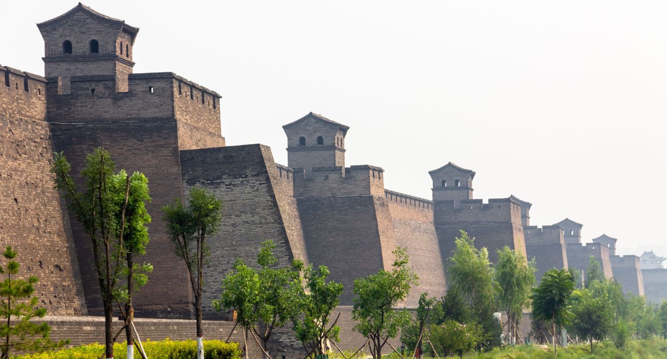 The ancient walls protecting the Old city of Pingyao, Shanxi province, China