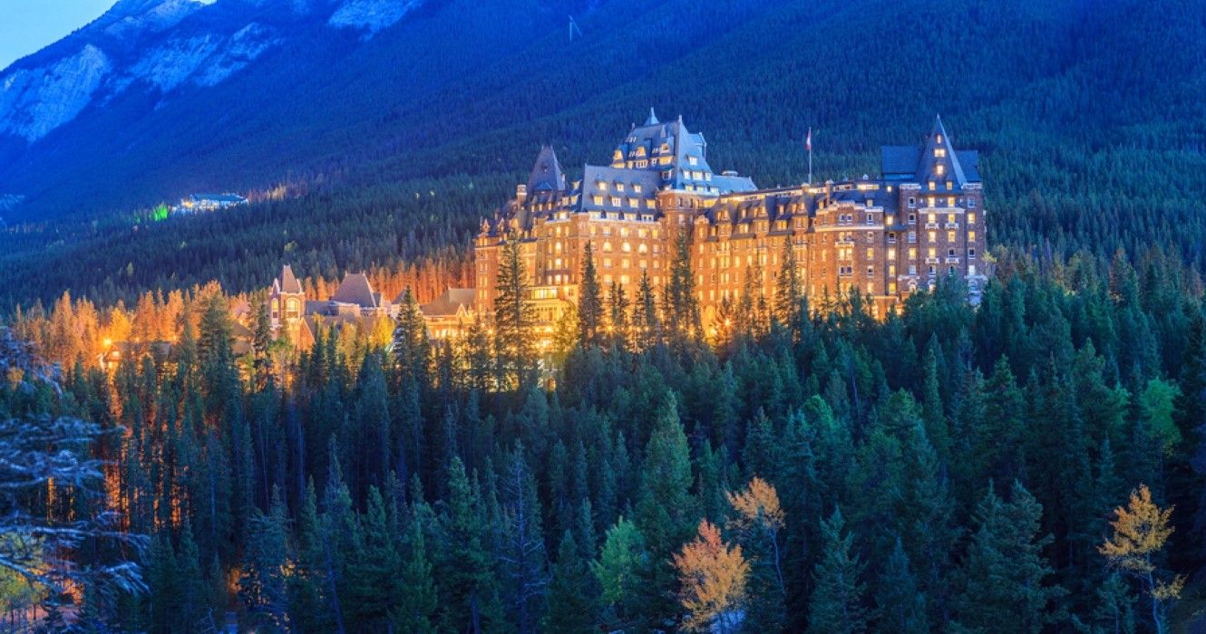 The Fairmont Banff Springs Hotel at night
