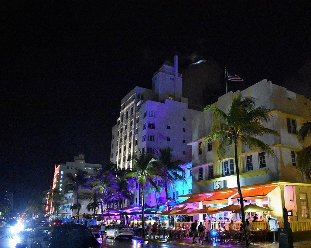 Ocean Road at night, Miami, Florida
