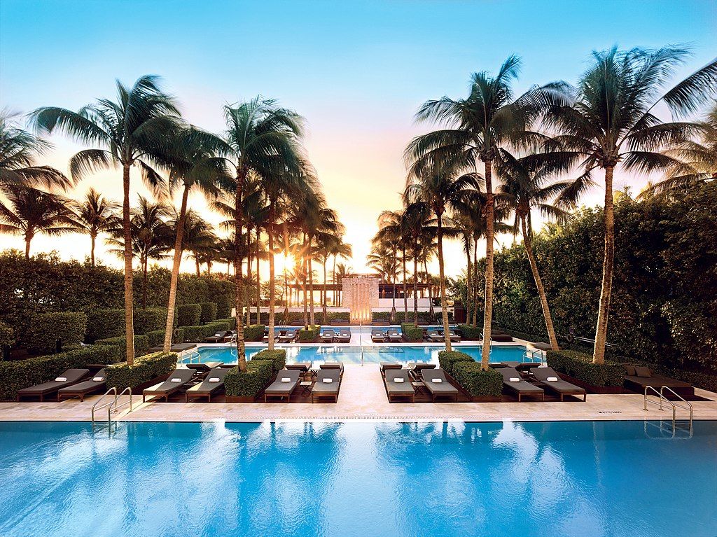 Outdoor pools at The Setai, Miami Beach, Florida, USA