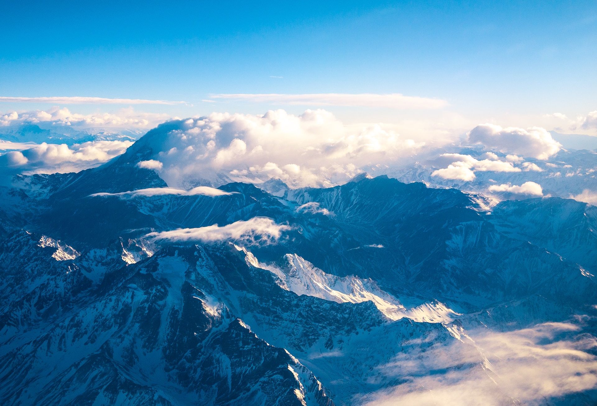 Aconcagua from above and surrounding mountain ranges