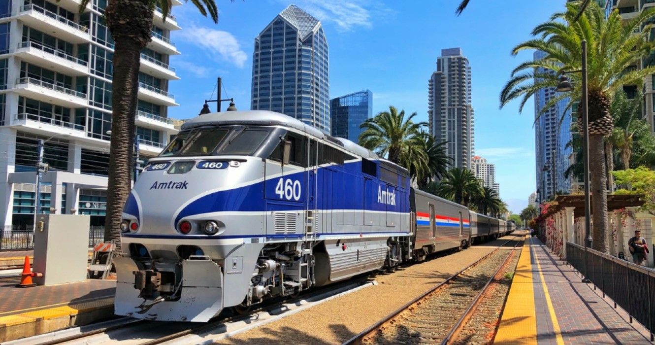 Amtrak arrives downtown at Union Station, San Diego, California