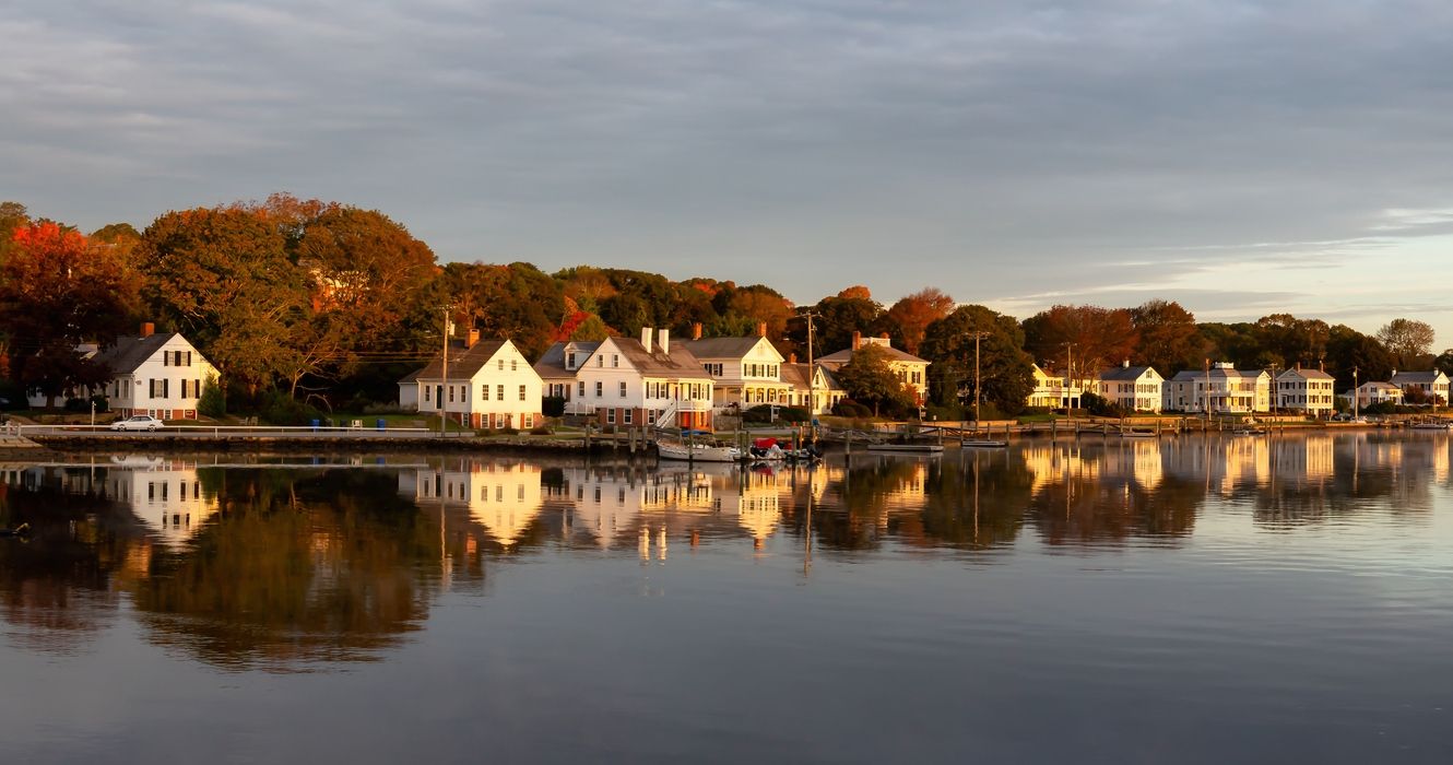 Homes along the Mystic River in Connecticut