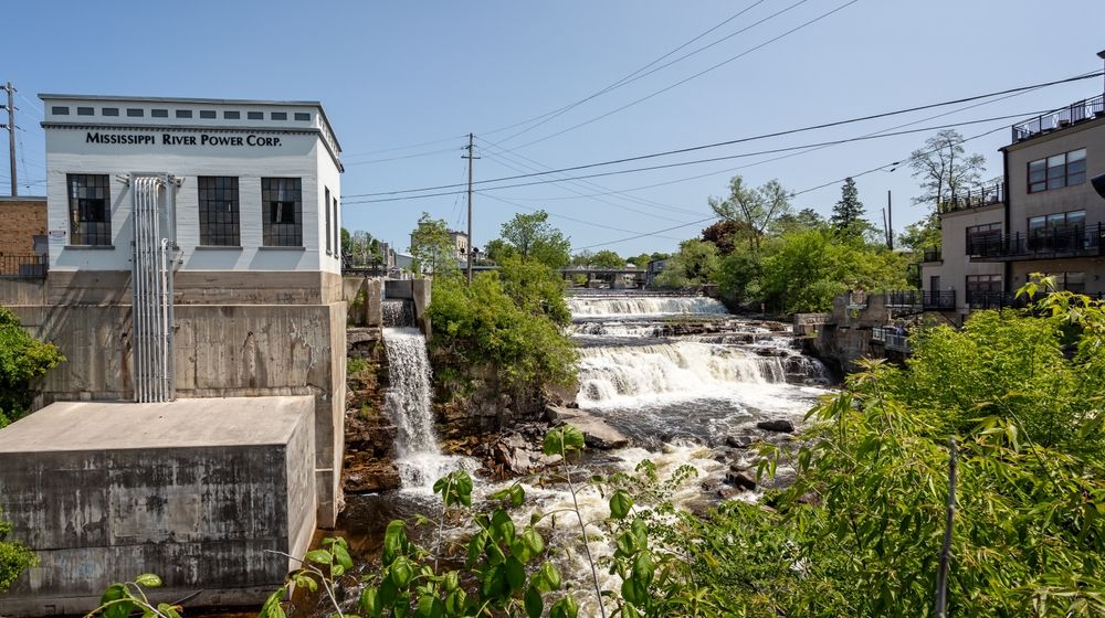 Hydro electric power generation on the Mississippi River in Almonte, Ontario, Canada
