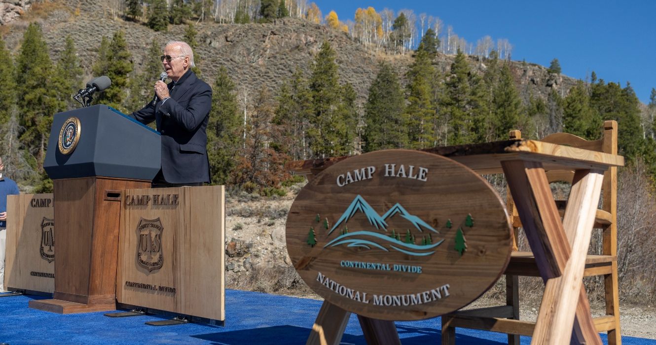 President Biden proclaiming the Camp Hale-Continental Divide National Monument in Leadville Colorado
