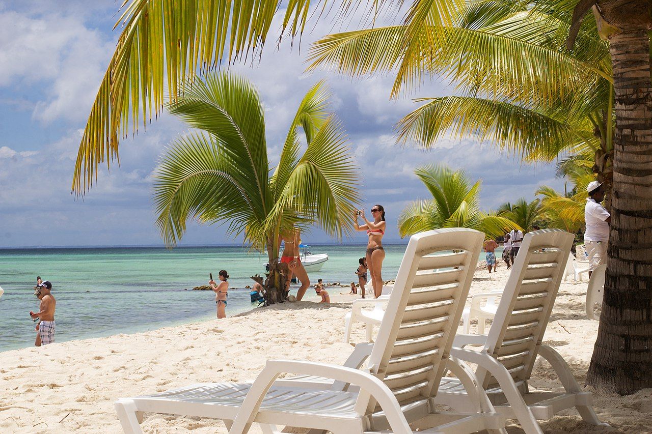 Tourists on the beach at Punta Cana, Dominical Republic