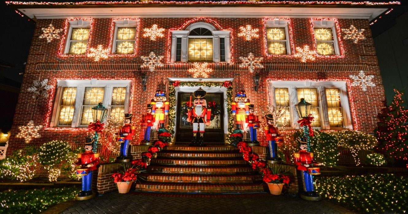 Christmas decorations at a house in the Brooklyn Neighborhood of Dyker Heights New York City, NYC, NY, USA
