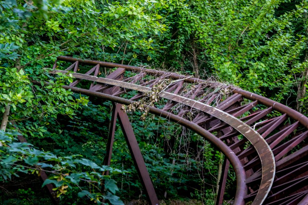 Abandoned rollercoaster in a park