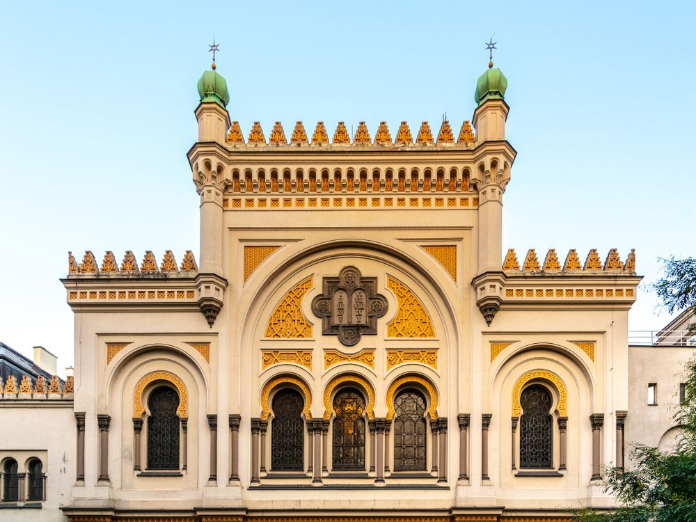 Picturesque facade of Spanish Synagogue in Prague, Czech Republic
