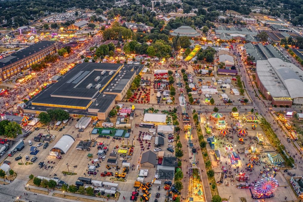 Aerial view of Iowa State Fair in Des Moines