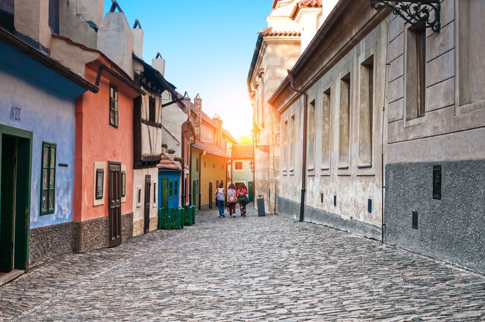 Colorful Golden Lane located in Prague Castle