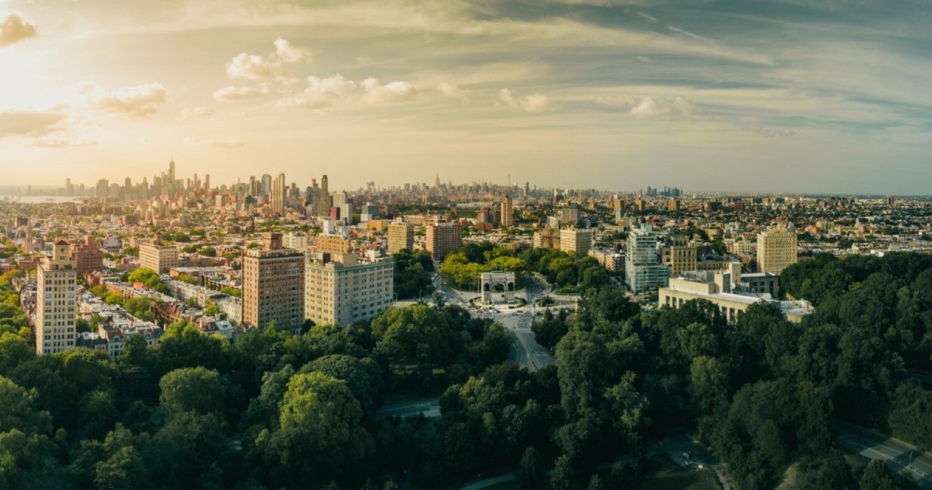 Sunset over brooklyn and manhattan, New York City