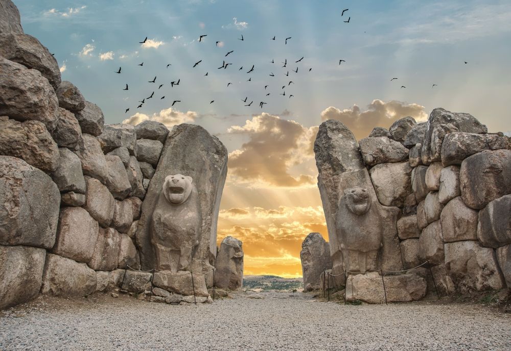 The Lion Gate in the south west of Hattusa, Turkey