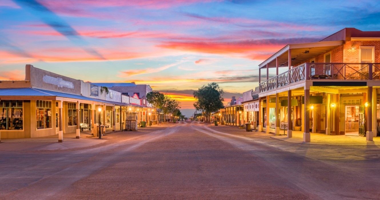 Tombstone, Arizona, old western town at sunset