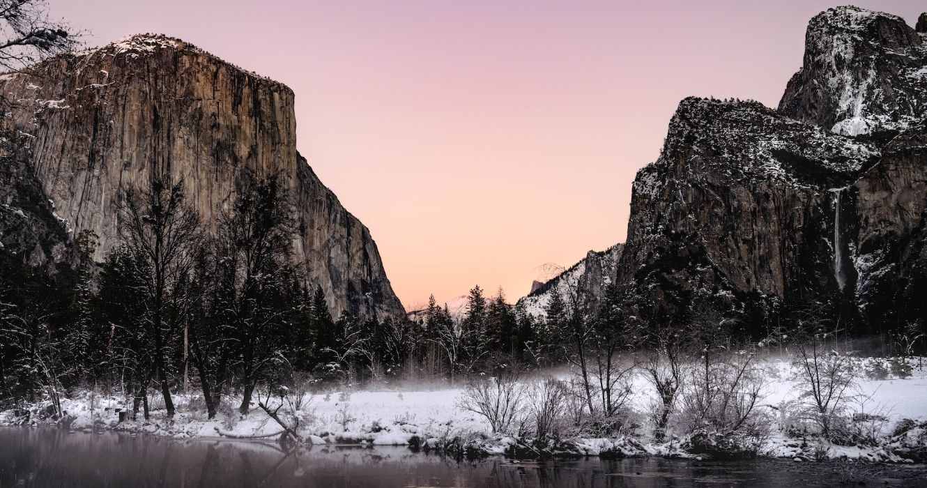 Yosemite National Park sunset in winter