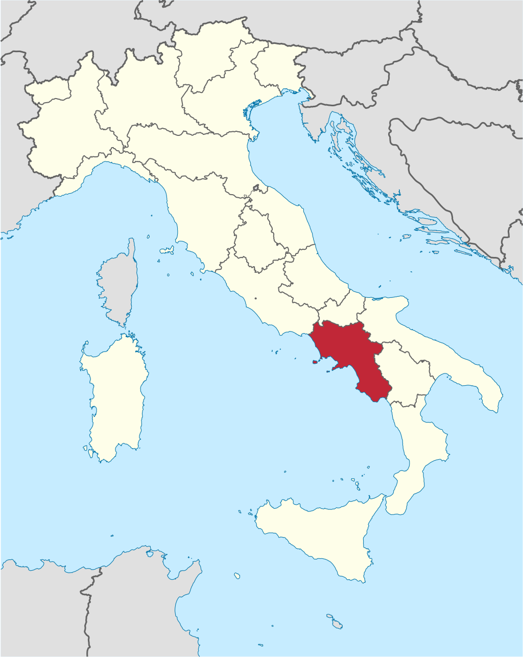 Campania District on Italy's map