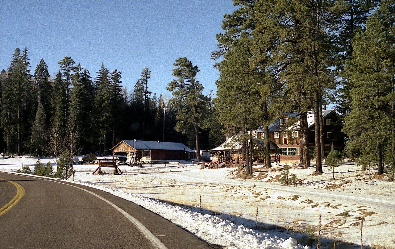 Winter snow in the town of Alpine, Apache County, Arizona, USA