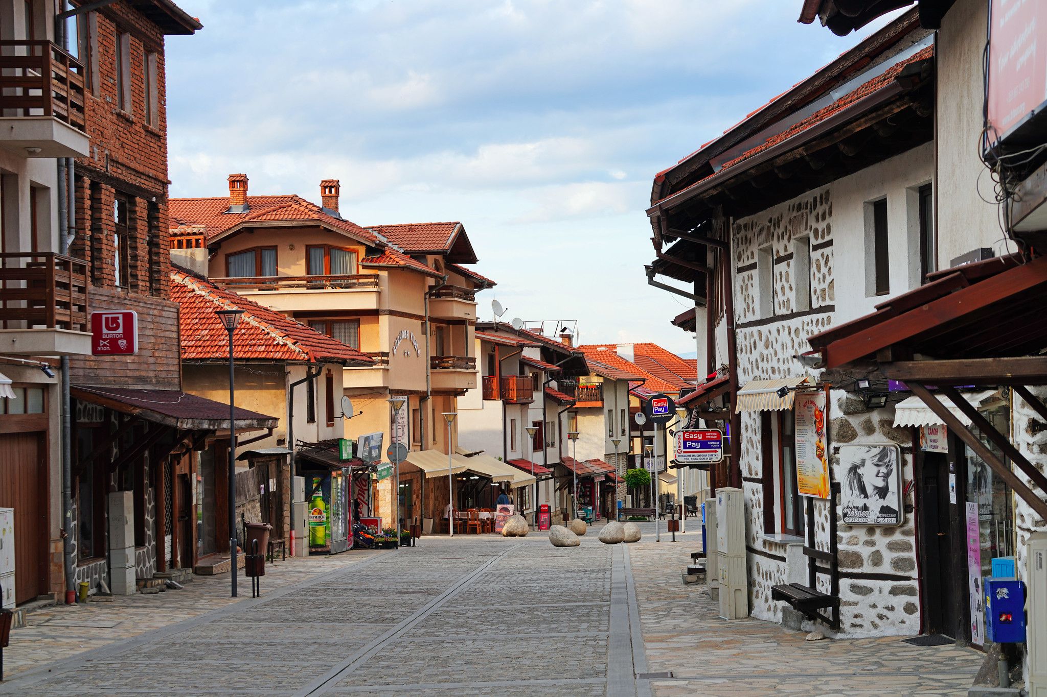 Bansko Town Centre with its stone buildings and cobbled streets