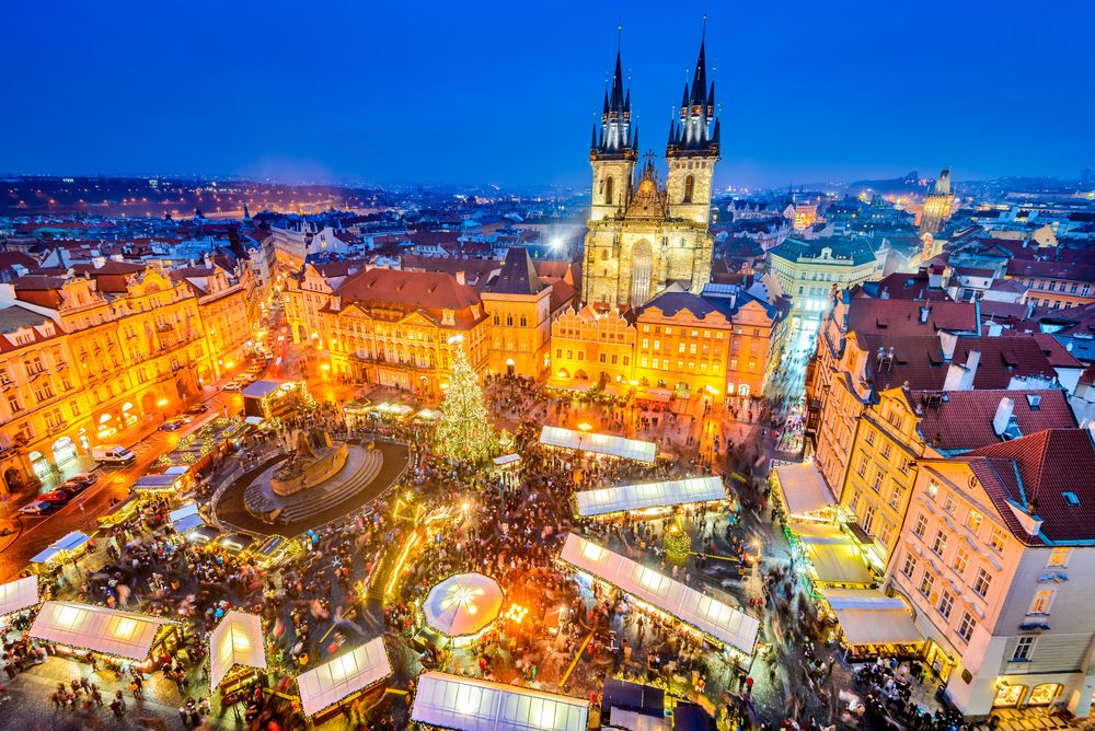 Christmas Market in Stare Mesto old square, Prague, Czech Republic