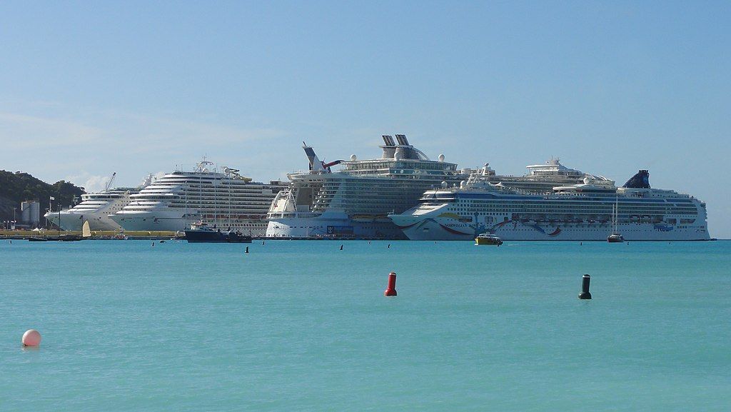 Cruising ships decked at St. Maarten