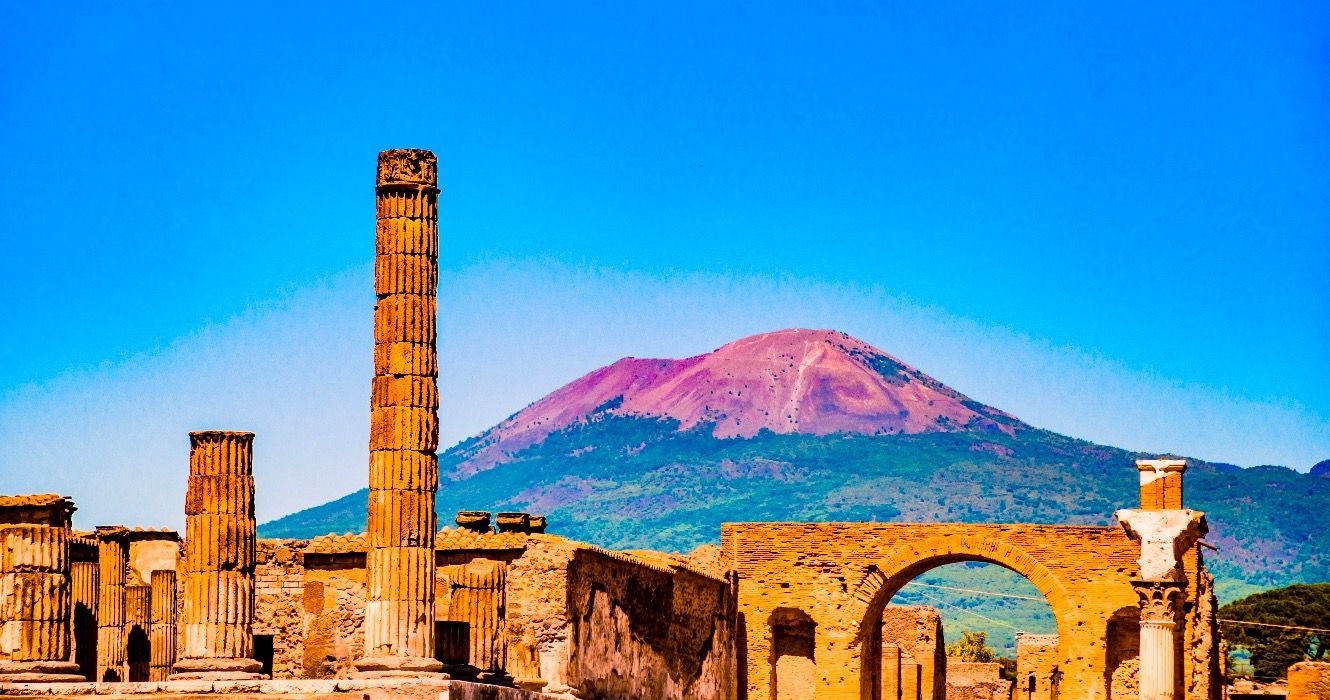 The famous antique site of Pompeii, near Naples