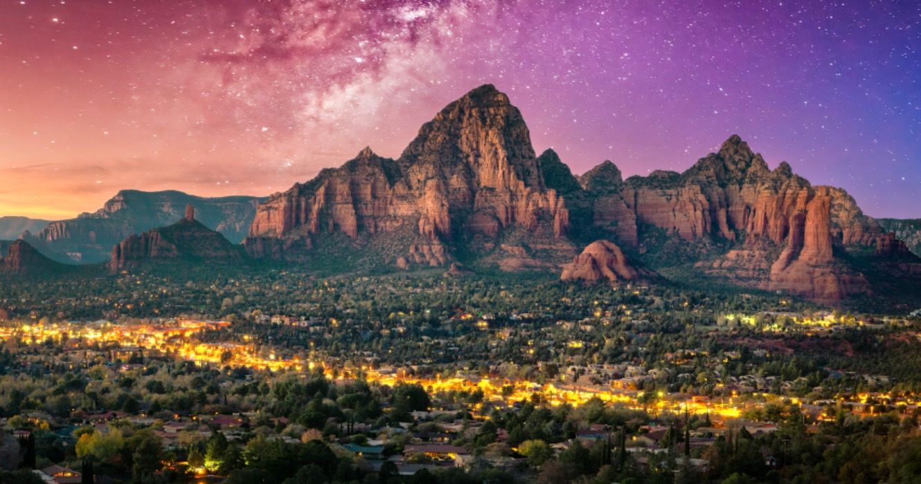 Sedona Arizona skyline with milky way and stars