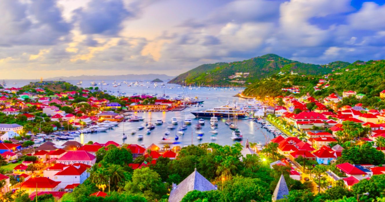 Gustavia, St. Barts skyline and harbor in the West Indies of the Caribbean.