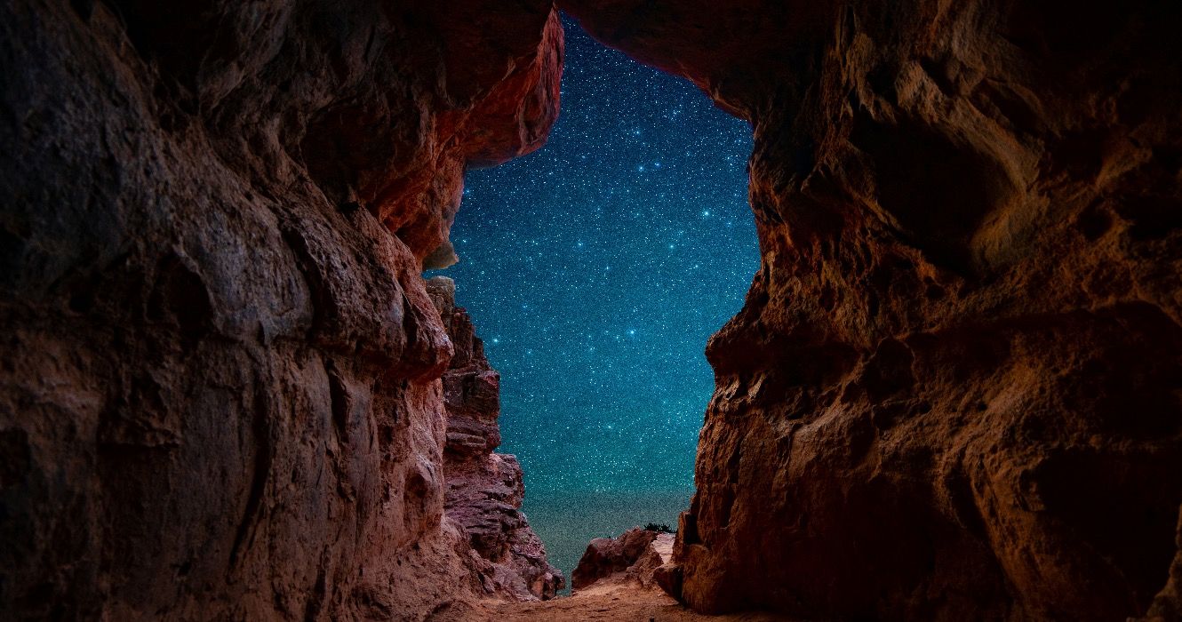 Stars through a cave in Sedona