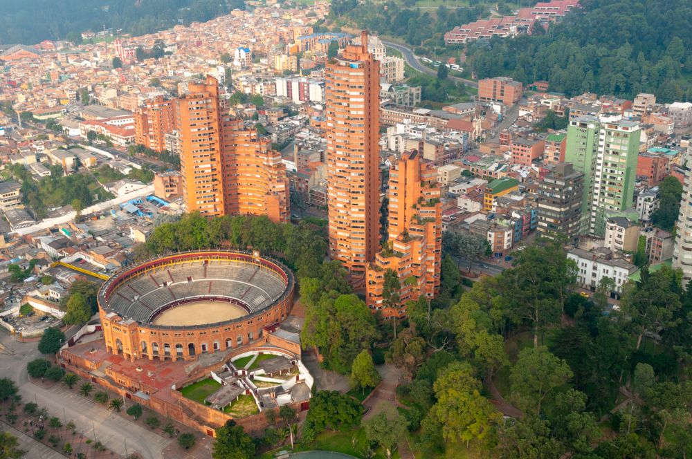 Panoramic aerial view of the City of Bogotá, Colombia