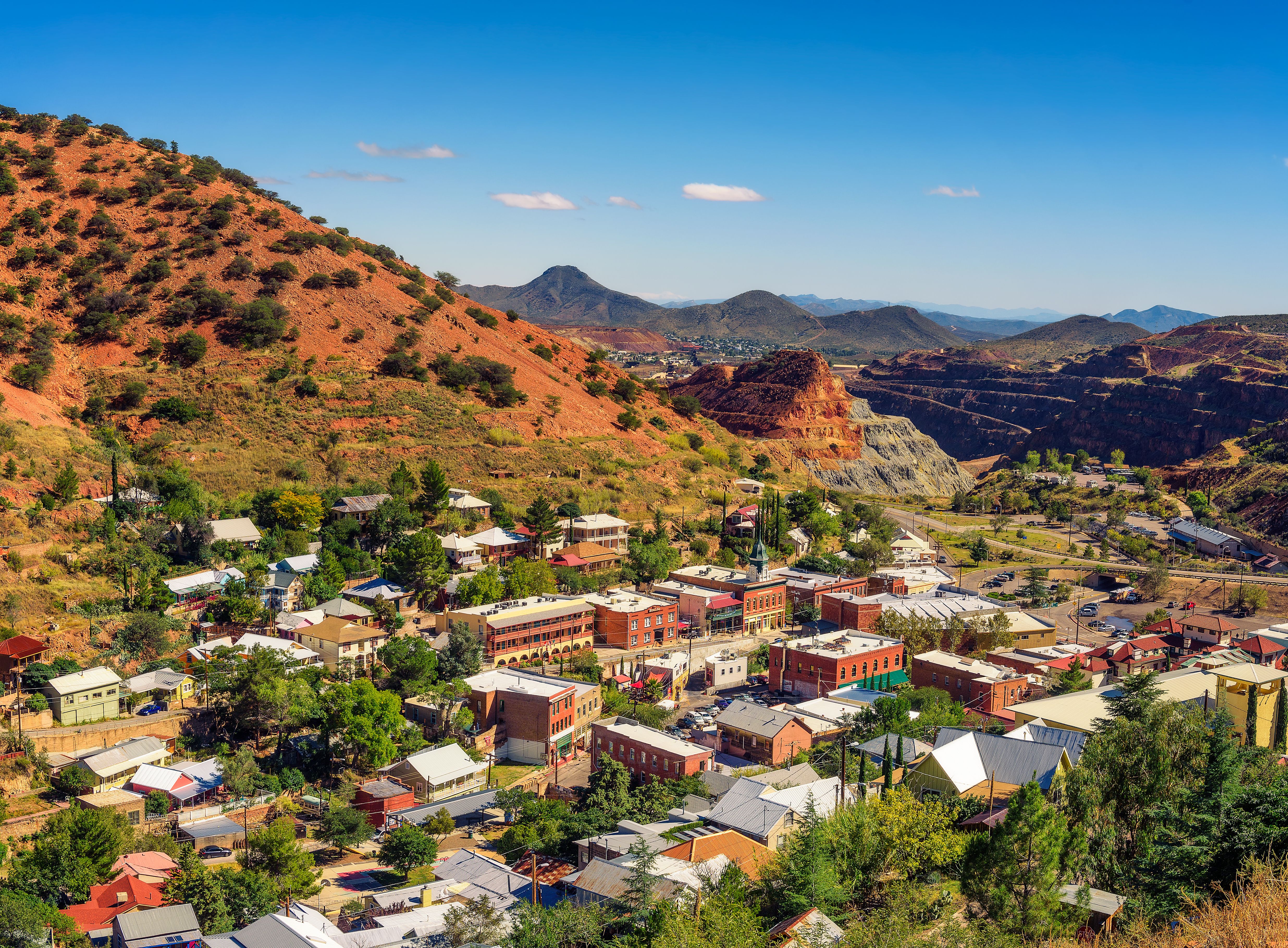 The town of Bisbee nestles in the Mule Mountains of Arizona.