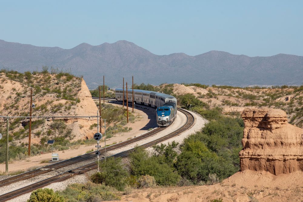 Amtrak Train traveling through Arizona, USA