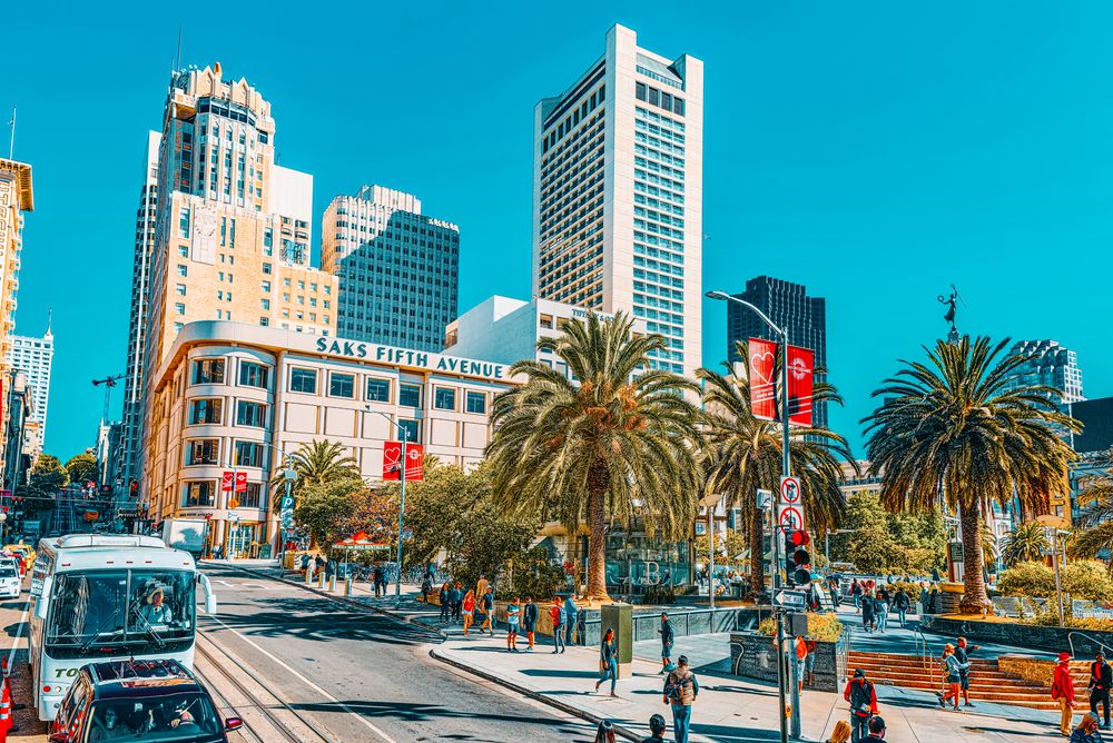 View of Union Square in Downtown San Francisco, California, CA, USA