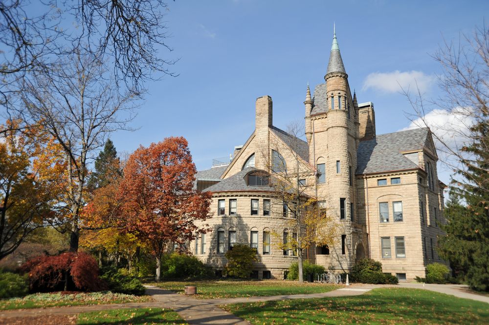 Peters Hall at Oberlin College and Conservatory, home to the Astronomical Observatory and Taylor Planetarium, Oberlin, OH, Ohio, USA