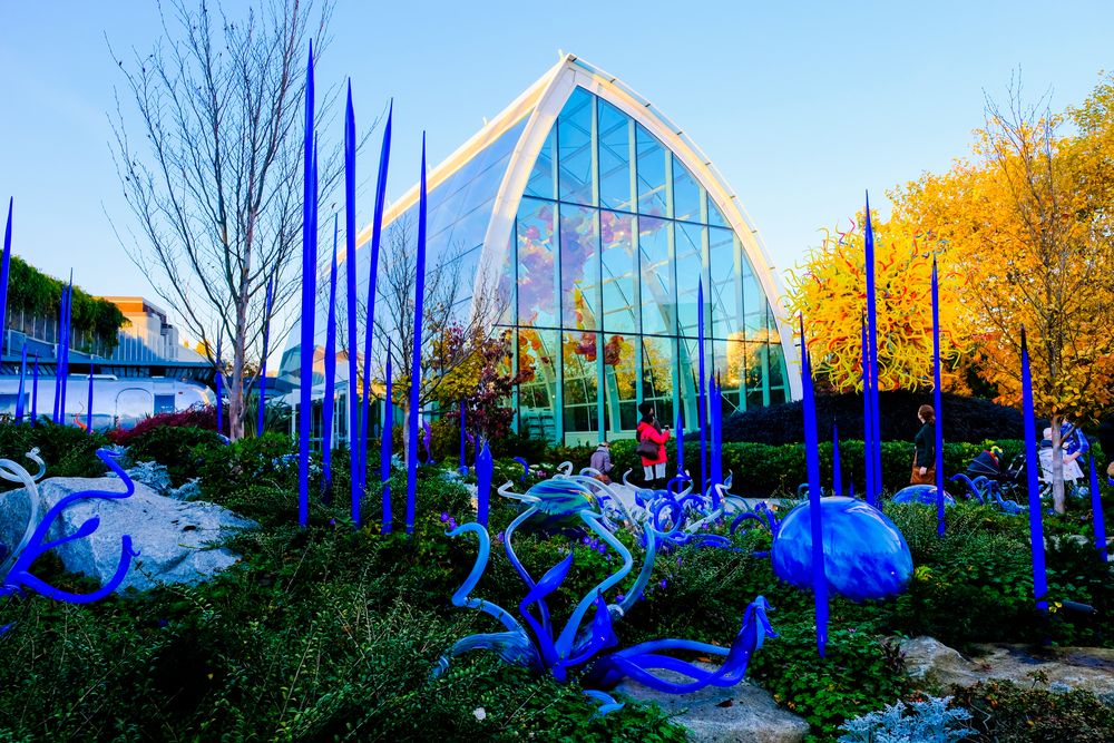 Colorful glass sculptures at the Chihuly Garden and Glass museum in Seattle, Washington, USA